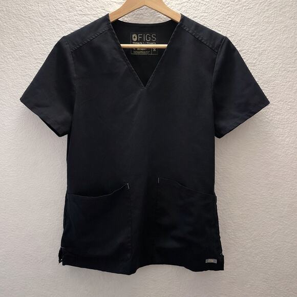 Figs Tops - FIGS Casma Scrub Top Women’s XS Black V-Neck Medical Nurse Healthcare Uniform